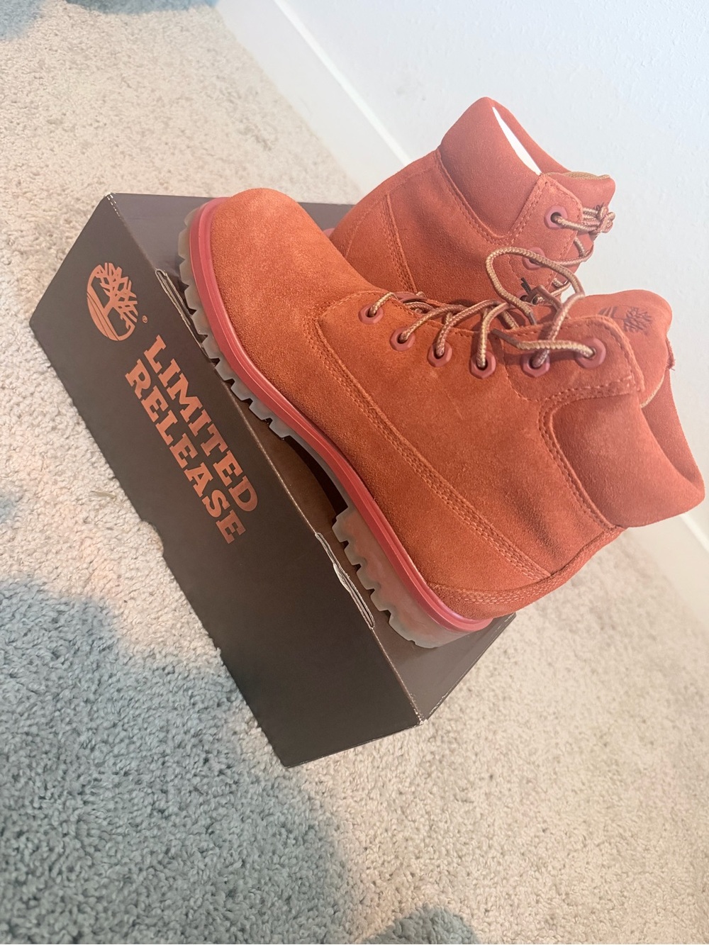 Timberland Men’s/Juniors Rust Orange Suede Lace-Up Boots
